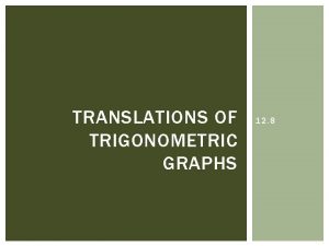 TRANSLATIONS OF TRIGONOMETRIC GRAPHS 12 8 EXAMPLE 1