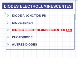 DIODES ELECTROLUMINESCENTES DIODE A JONCTION PN DIODE ZENER