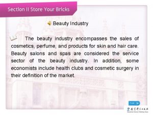 Section II Store Your Bricks Beauty Industry The