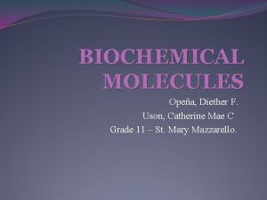 BIOCHEMICAL MOLECULES Opea Diether F Uson Catherine Mae