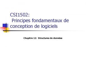 CSI 1502 Principes fondamentaux de conception de logiciels