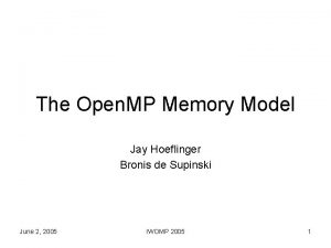 The Open MP Memory Model Jay Hoeflinger Bronis