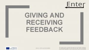 GIVING AND RECEIVING FEEDBACK 2016 1 CZ 01