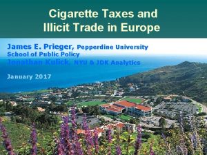 Cigarette Taxes and Illicit Trade in Europe James