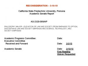 RECONSIDERATION 3 10 10 California State Polytechnic University