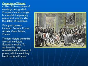 Congress of Vienna 1814 1815 a series of