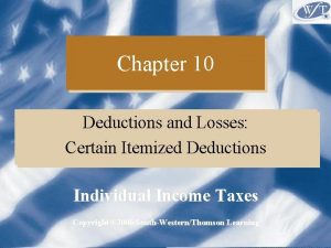 Chapter 10 Deductions and Losses Certain Itemized Deductions