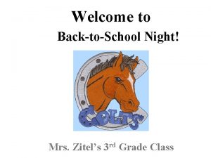 Welcome to BacktoSchool Night Mrs Zitels 3 rd