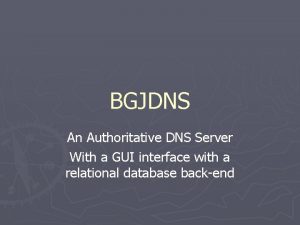 BGJDNS An Authoritative DNS Server With a GUI