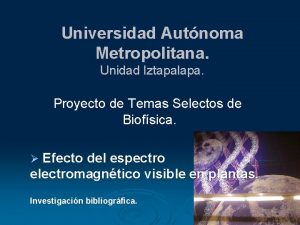 Universidad Autnoma Metropolitana Unidad Iztapalapa Proyecto de Temas