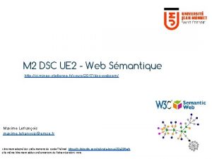 M 2 DSC UE 2 Web Smantique http