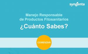 Manejo Responsable de Productos Fitosanitarios Cunto Sabes COMENZAR