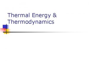 Thermal Energy Thermodynamics Heat n Heat The transfer