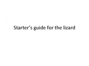 Starters guide for the lizard The Lizard Because