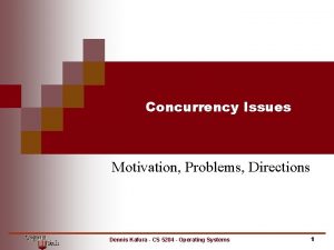 Concurrency Issues Motivation Problems Directions Dennis Kafura CS
