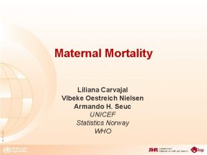 08XXXMM 1 Maternal Mortality Liliana Carvajal Vibeke Oestreich