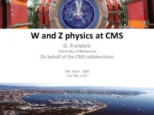 W and Z physics at CMS G Franzoni