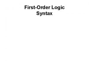 FirstOrder Logic Syntax Common Sense Reasoning Example adapted