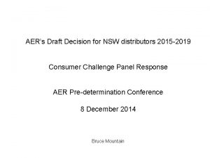 AERs Draft Decision for NSW distributors 2015 2019