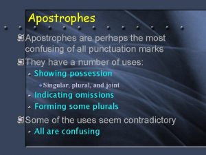 Apostrophes are perhaps the most confusing of all