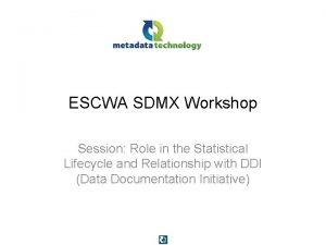 ESCWA SDMX Workshop Session Role in the Statistical