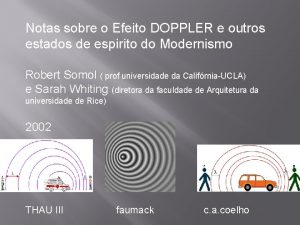 Notas sobre o Efeito DOPPLER e outros estados