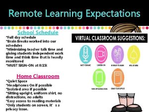 Remote Learning Expectations School Schedule Full day schedule