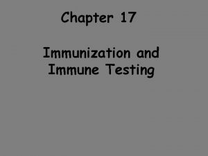 Chapter 17 Immunization and Immune Testing Immunization Two