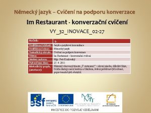 Nmeck jazyk Cvien na podporu konverzace Im Restaurant