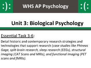 WHS AP Psychology Unit 3 Biological Psychology Essential