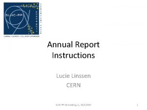 Annual Report Instructions Lucie Linssen CERN SLHCPP GB