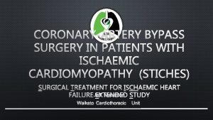 CORONARYARTERY BYPASS SURGERY IN PATIENTS WITH ISCHAEMIC CARDIOMYOPATHY
