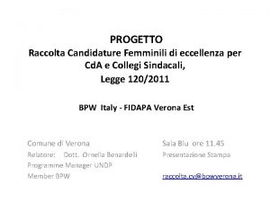 PROGETTO Raccolta Candidature Femminili di eccellenza per Cd