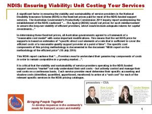 NDIS Ensuring Viability Unit Costing Your Services A