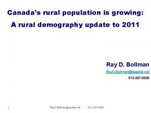 Canadas rural population is growing A rural demography