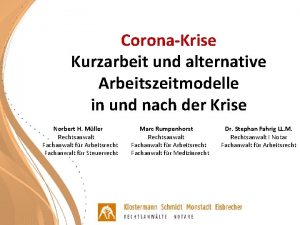 CoronaKrise Kurzarbeit und alternative Arbeitszeitmodelle in und nach