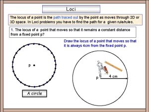 Loci The locus of a point is the