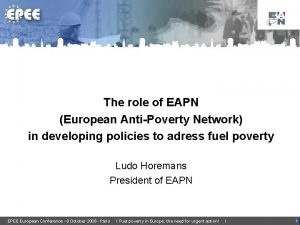 The role of EAPN European AntiPoverty Network in
