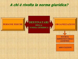 A chi rivolta la norma giuridica PERSONE FISICHE