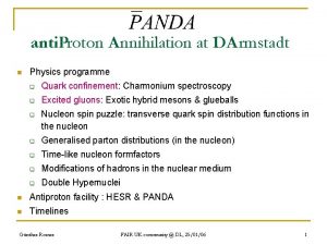 anti Proton Annihilation at DArmstadt n Physics programme