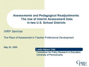 Assessments and Pedagogical Readjustments The Use of Interim