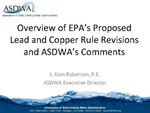 Overview of EPAs Proposed Lead and Copper Rule