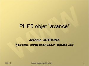 PHP 5 objet avanc Jrme CUTRONA jerome cutronaunivreims