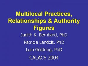 Multilocal Practices Relationships Authority Figures Judith K Bernhard