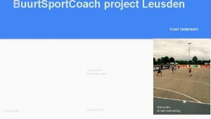 Buurt Sport Coach project Leusden Voor iedereen Leusden