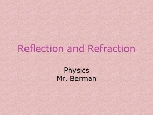 Reflection and Refraction Physics Mr Berman Reflection When