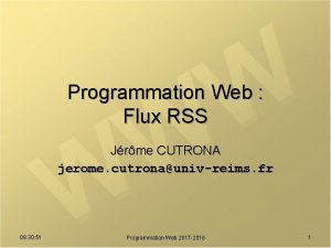 Programmation Web Flux RSS Jrme CUTRONA jerome cutronaunivreims
