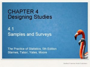 CHAPTER 4 Designing Studies 4 1 Samples and