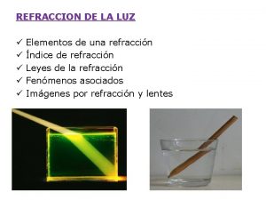 REFRACCION DE LA LUZ Elementos de una refraccin