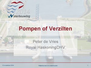 Pompen of Verzilten Peter de Vries Royal Haskoning